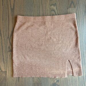 Stretchy tan mini skirt